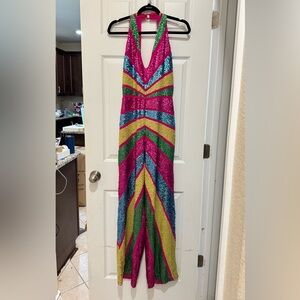 Nasty Gal Multicolor Sequin Wide Leg Jumpsuit